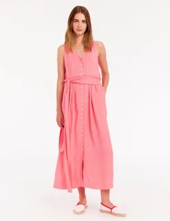 Hot Ines de la Fressange Paris Ambre long dress in pink viscose