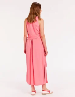 Hot Ines de la Fressange Paris Ambre long dress in pink viscose