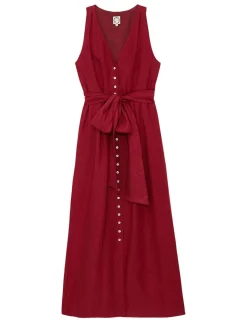 Shop Ines de la Fressange Paris Ambre long dress in raspberry linen