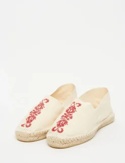 Clearance Ines de la Fressange Paris Auriane ecru embroidered espadrilles
