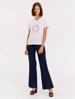 Discount Ines de la Fressange Paris Aurore pink v-neck t-shirt