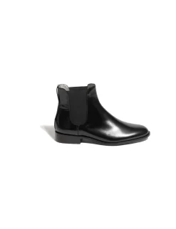 Shop Ines de la Fressange Paris Black leather Chelsea boots