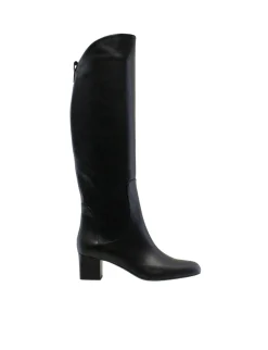 New Ines de la Fressange Paris Black leather heeled boot