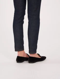 Discount Ines de la Fressange Paris Black velvet embroidered slipper