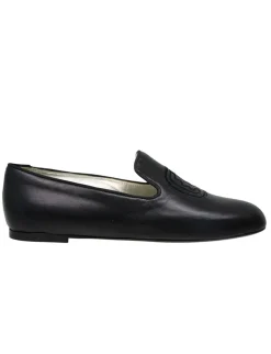 Outlet Ines de la Fressange Paris Callie embroidered loafer in black leather