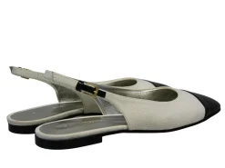 Flash Sale Ines de la Fressange Paris Celia cream and black slingback ballerina