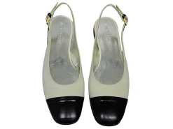 Flash Sale Ines de la Fressange Paris Celia cream and black slingback ballerina