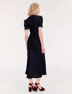 Fashion Ines de la Fressange Paris Cerise long navy blue dress