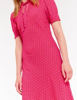 Clearance Ines de la Fressange Paris Cerise long pink print dress
