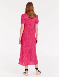 Clearance Ines de la Fressange Paris Cerise long pink print dress