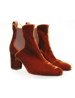 Cheap Ines de la Fressange Paris Chelsea boots with heel, copper velvet
