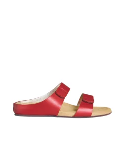 New Ines de la Fressange Paris Delia red leather mules
