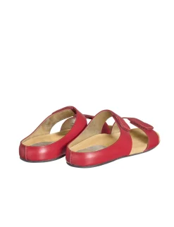New Ines de la Fressange Paris Delia red leather mules
