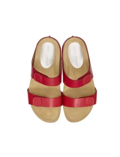 New Ines de la Fressange Paris Delia red leather mules