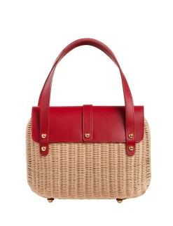 Cheap Ines de la Fressange Paris Desiré red leather basket