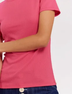 Best Sale Ines de la Fressange Paris Ella pink ribbed T-shirt