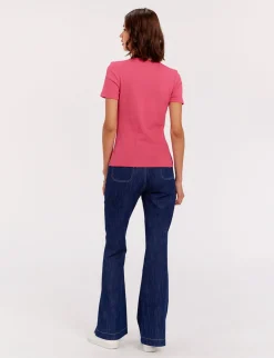 Best Sale Ines de la Fressange Paris Ella pink ribbed T-shirt