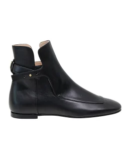 Best Ines de la Fressange Paris Flat black leather ankle boot
