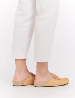 Hot Ines de la Fressange Paris Flavie natural leather moccasin mule