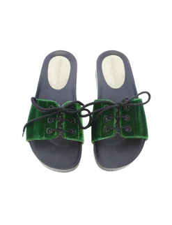 Shop Ines de la Fressange Paris Green lace-up mule
