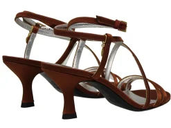 Discount Ines de la Fressange Paris Heeled sandals, tobacco satin straps