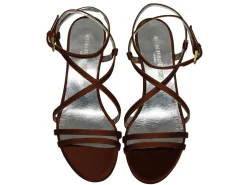 Discount Ines de la Fressange Paris Heeled sandals, tobacco satin straps