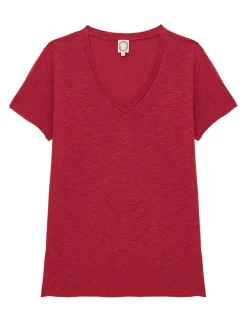 Cheap Ines de la Fressange Paris Katalina V-neck T-shirt Raspberry