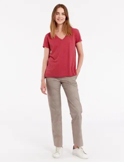 Cheap Ines de la Fressange Paris Katalina V-neck T-shirt Raspberry