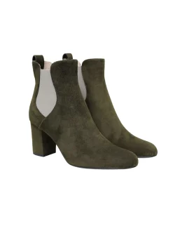Best Ines de la Fressange Paris Khaki suede ankle boot