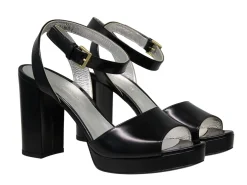 Discount Ines de la Fressange Paris Laura platform sandal in smooth black leather