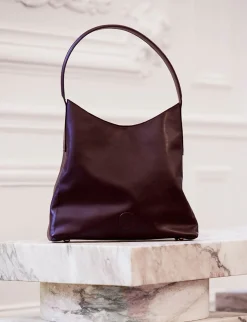 New Ines de la Fressange Paris Léonore M burgundy leather bag