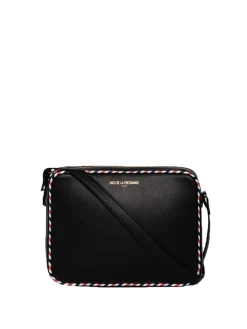 Cheap Ines de la Fressange Paris Marcia bag in black leather with tricolour trim