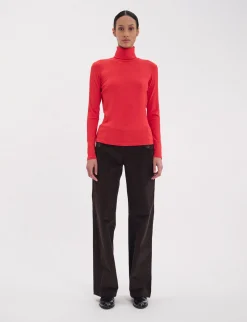 Fashion Ines de la Fressange Paris Matthieu red turtleneck T-shirt