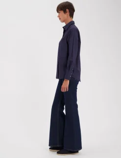 Shop Ines de la Fressange Paris Maureen navy cotton shirt