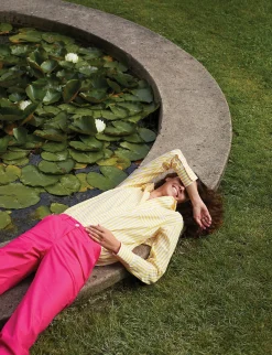 Clearance Ines de la Fressange Paris Maureen yellow striped shirt