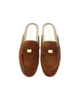 Best Sale Ines de la Fressange Paris Moccasin mule Flavie cognac leather