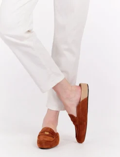 Best Sale Ines de la Fressange Paris Moccasin mule Flavie cognac leather