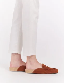 Best Sale Ines de la Fressange Paris Moccasin mule Flavie cognac leather