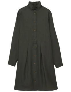 Fashion Ines de la Fressange Paris Monica dress in dark green linen