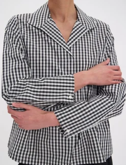 Cheap Ines de la Fressange Paris Noa black and white gingham check top