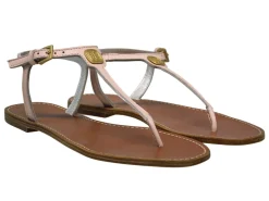 Clearance Ines de la Fressange Paris Nude leather flat sandals
