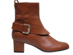 Outlet Ines de la Fressange Paris Olympia ankle boot with brown leather heel
