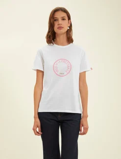 Online Ines de la Fressange Paris Oscar white logo pink T-shirt