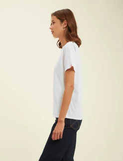 Online Ines de la Fressange Paris Oscar white logo pink T-shirt