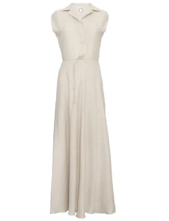 Best Ines de la Fressange Paris Purple dress in sandy linen