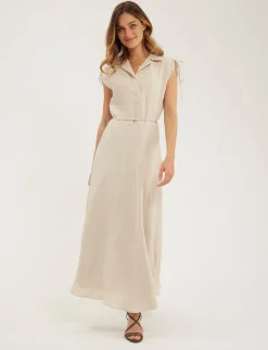 Best Ines de la Fressange Paris Purple dress in sandy linen