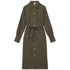 Sale Ines de la Fressange Paris Rosabella khaki cotton check dress