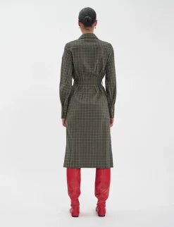Sale Ines de la Fressange Paris Rosabella khaki cotton check dress