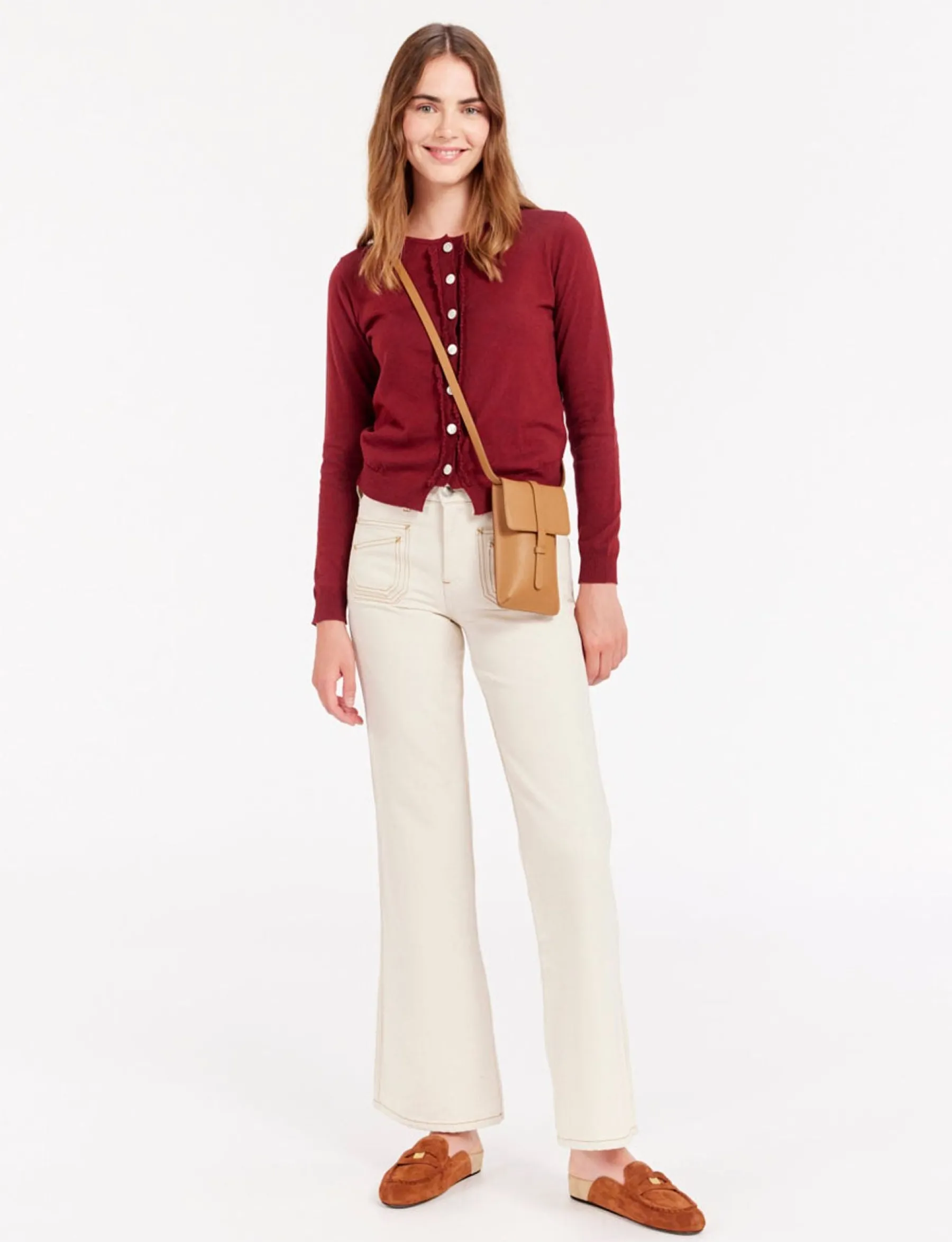 Cheap Ines de la Fressange Paris Smartphone bag Léonore camel