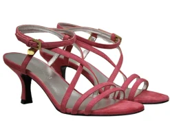 Best Sale Ines de la Fressange Paris Théa cross-strap sandal in coral suede leather
